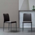 Bonaldo Deli chaise de design, assise rembourrée cuir faite en Italie