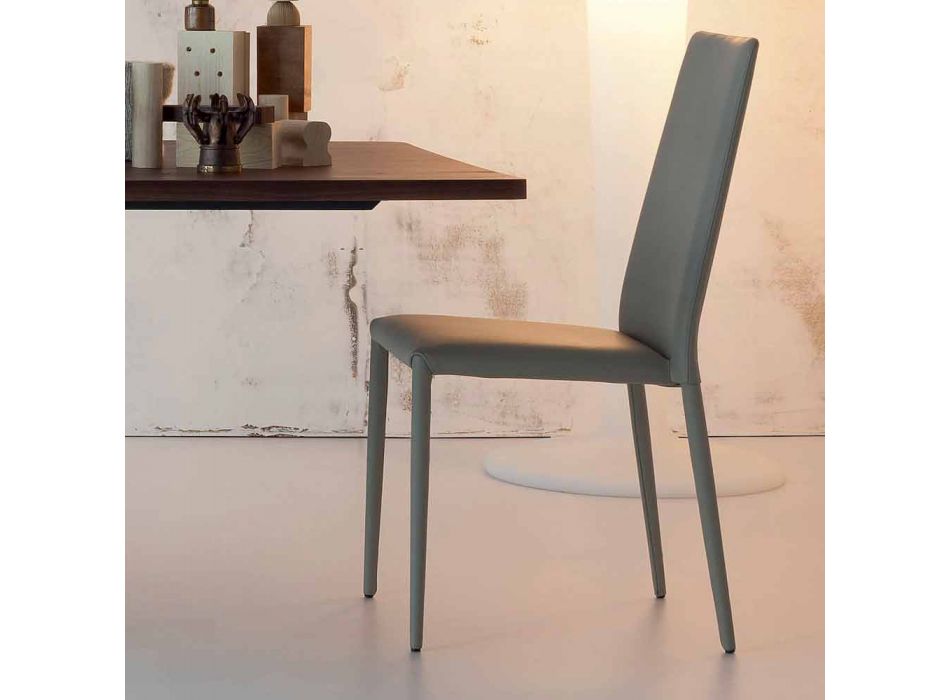 Chaise design Bonaldo Eral rembourrée en cuir fabriqué en Italie
