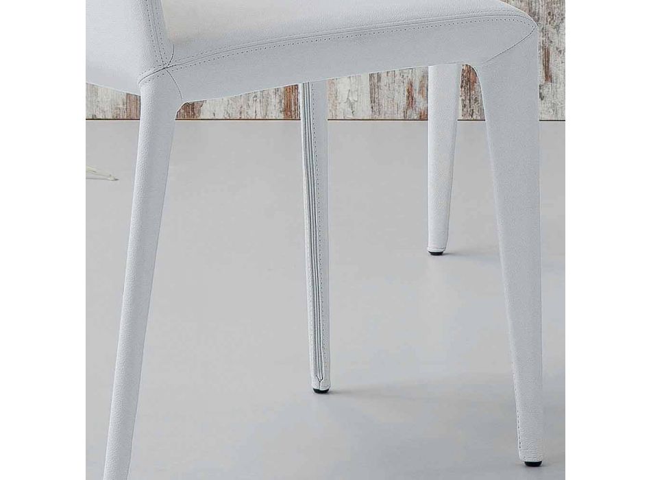 Chaise rembourrée design Bonaldo Filly en cuir blanc fabriquée en Italie Viadurini