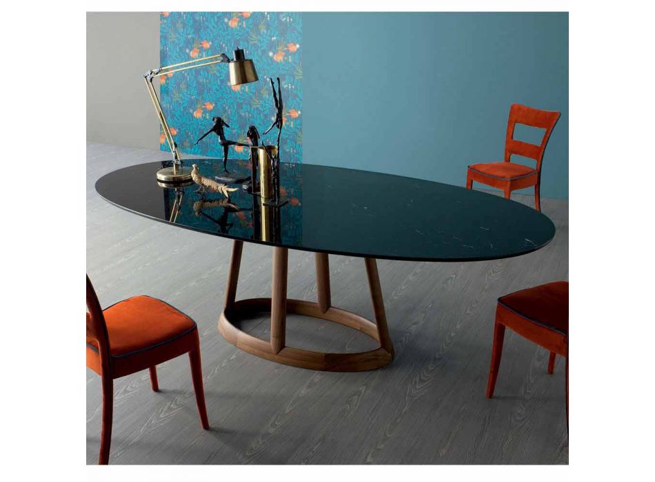 Table ovale design Bonaldo Greeny en marbre Marquinia fabriqué en Italie