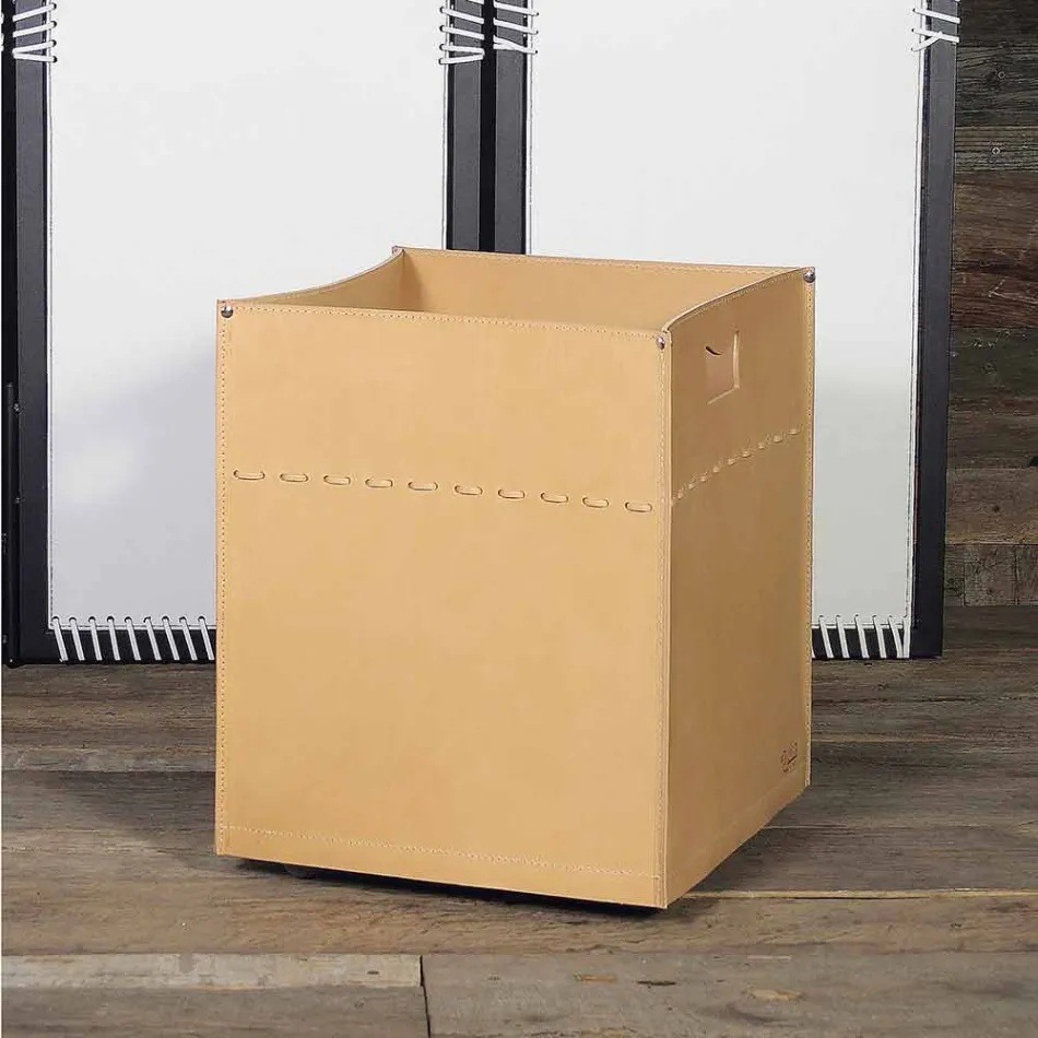 Sac à bois de chauffage en cuir neutre 100% fabriqué en Italie Viadurini