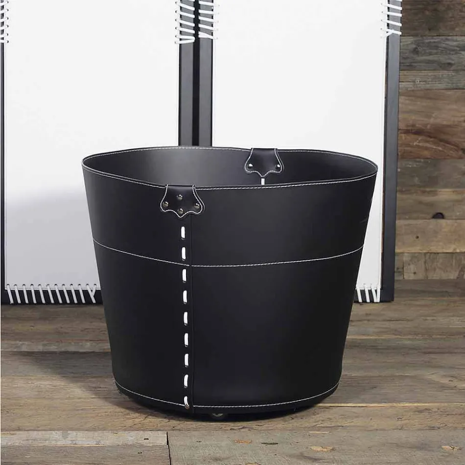 Porte-bûches en cuir Platon 100% Made in Italy Viadurini