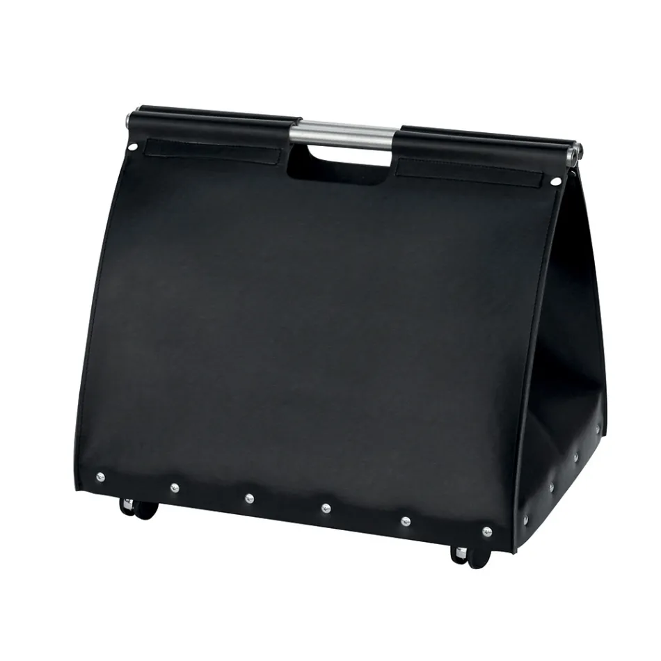 Sac à bois de chauffage en éco-cuir à roulettes Made in Italy - Escargot Viadurini