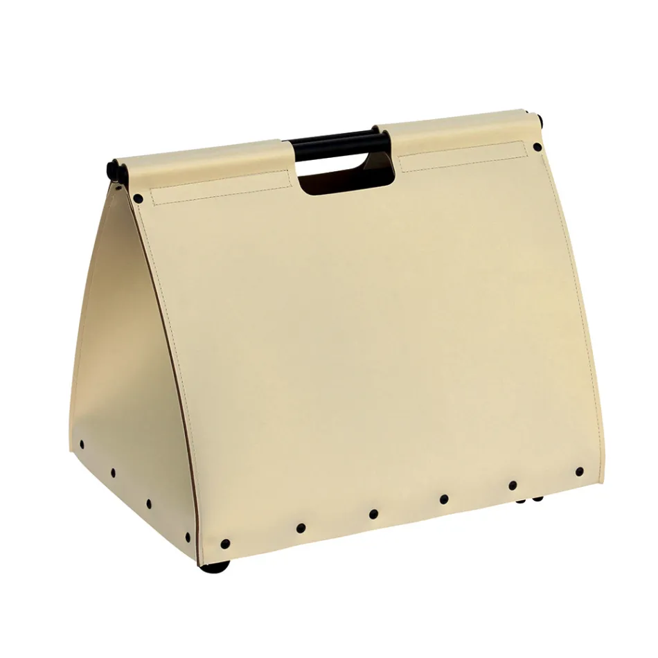 Sac à bois de chauffage en éco-cuir à roulettes Made in Italy - Escargot Viadurini
