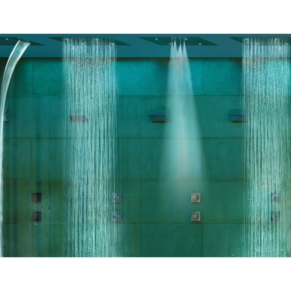 Bossini Pomme de douche de plafond chromée à deux jets avec chromothérapie Dream Viadurini