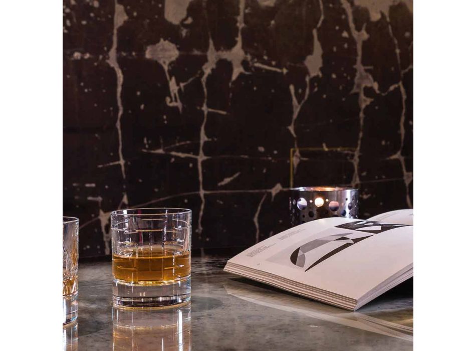 Bouteille et verres pour whisky de luxe en cristal écologique 6 pièces - Arythmie Viadurini