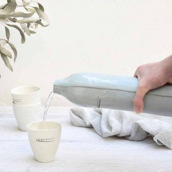 Bouteilles en porcelaine blanche et grise Design de luxe 2 pièces uniques - Arcivero
