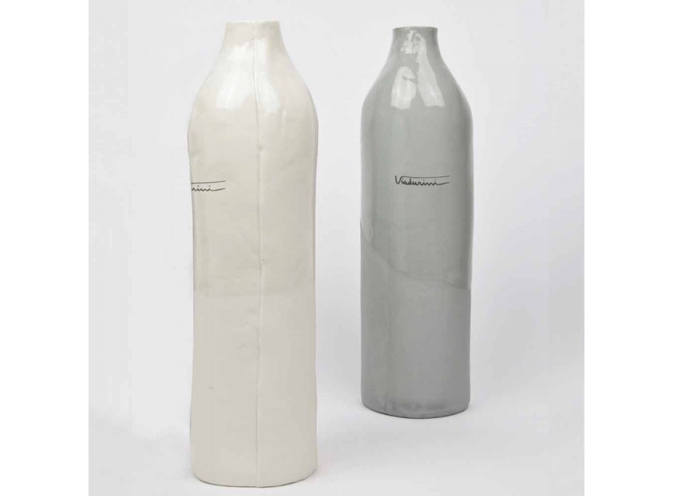 Bouteilles en porcelaine blanche et grise Design de luxe 2 pièces uniques - Arcivero Viadurini