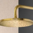 Bras de douche avec pomme de douche ronde anticalcaire en acier AISI 316L - Artigli Viadurini