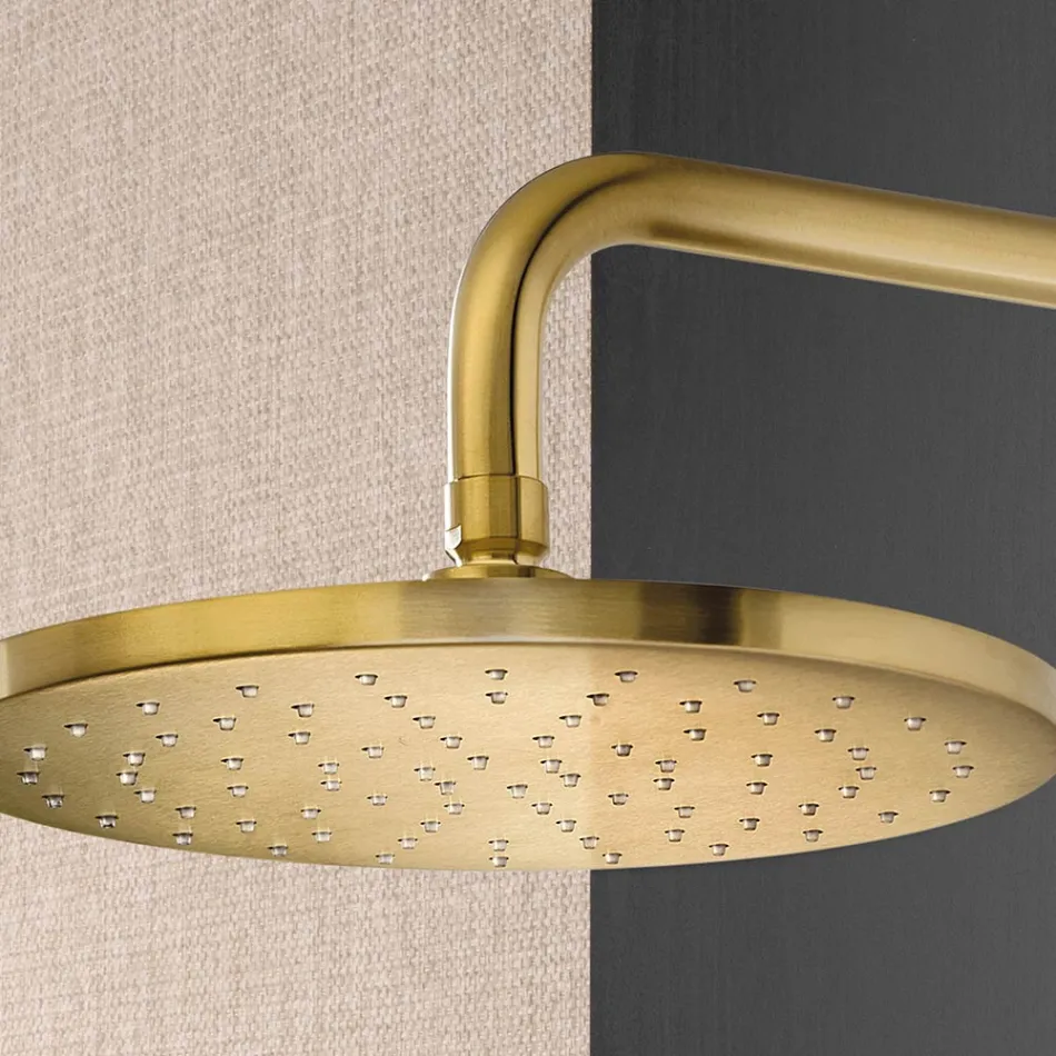 Bras de douche avec pomme de douche ronde anticalcaire en acier AISI 316L - Artigli Viadurini