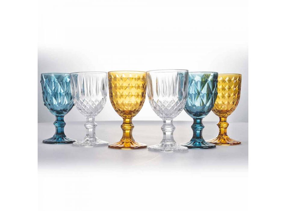 Gobelets en verre coloré en verre décoré en relief, 12 pièces - Angers Viadurini
