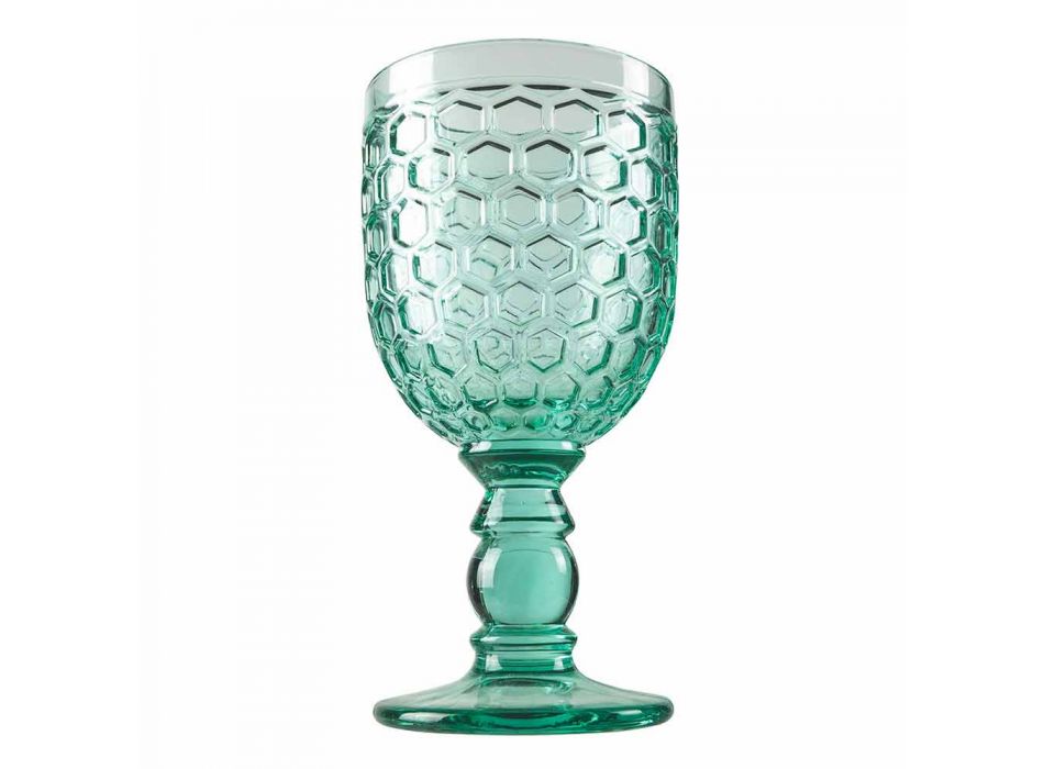 Gobelets décorés en verre coloré Service à eau ou à vin 12 pièces - Mix Viadurini