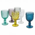 Gobelets décorés en verre coloré Service à eau ou à vin 12 pièces - Mix