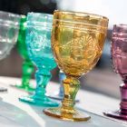 Gobelets à vin colorés en verre avec décoration Arabescato, service 12 pièces - Vis Viadurini