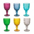 Gobelets à vin colorés en verre avec décoration Arabescato, service 12 pièces - Vis