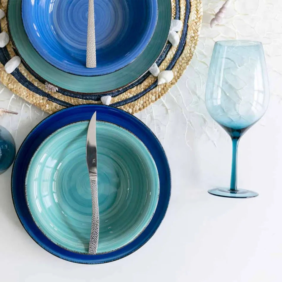 Verres à Vin Colorés en Verre Givré Effet Glace, 12 Pièces - Automne Viadurini