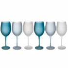 Verres à Vin Colorés en Verre Givré Effet Glace, 12 Pièces - Automne Viadurini