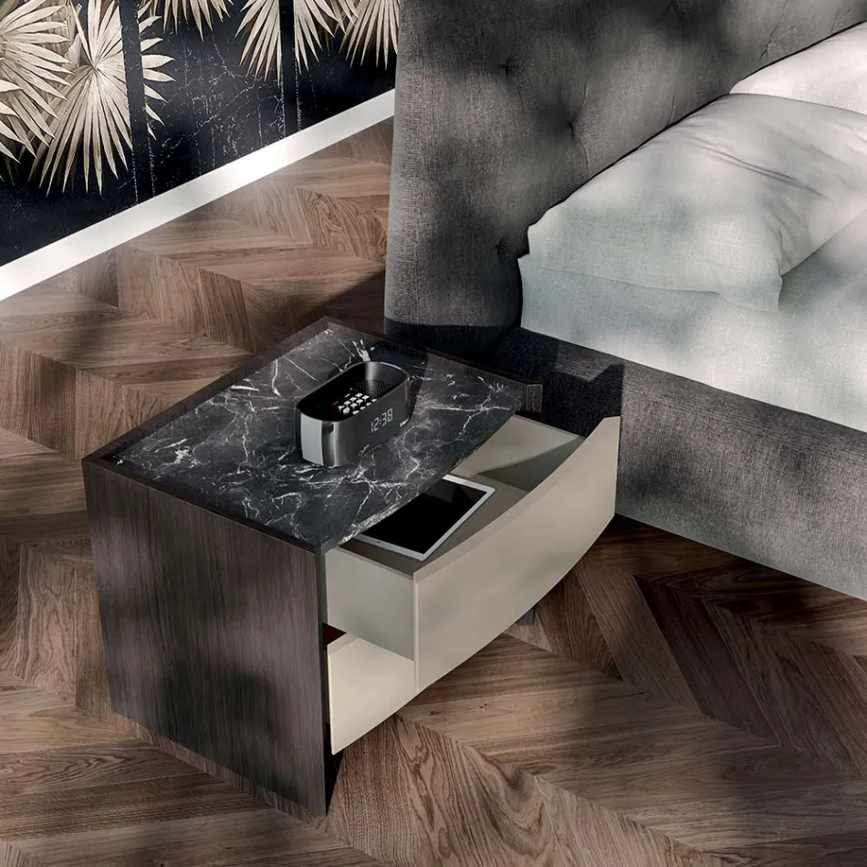 Chambre à coucher de style moderne à 4 éléments fabriquée en Italie - Calimero Viadurini