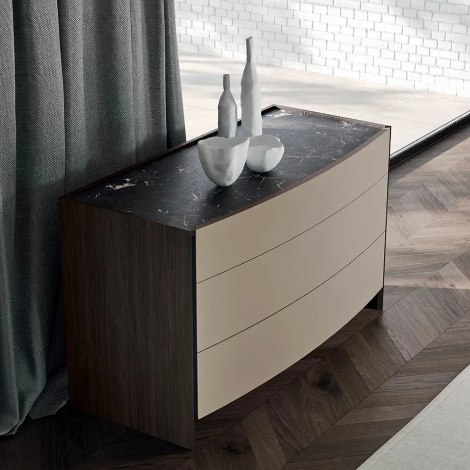 Chambre à coucher de style moderne à 4 éléments fabriquée en Italie - Calimero Viadurini