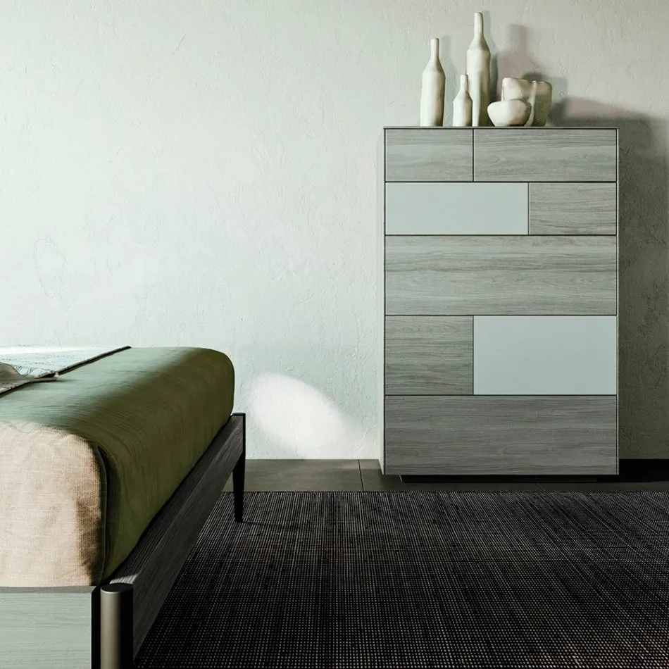 Chambre à coucher moderne avec 4 éléments de style moderne Made in Italy - Lusinda Viadurini