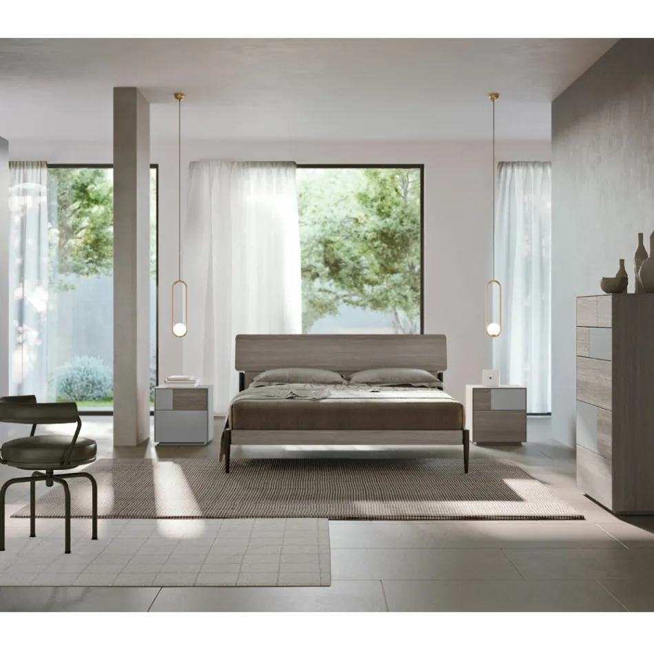 Chambre à coucher moderne avec 4 éléments de style moderne Made in Italy - Lusinda Viadurini
