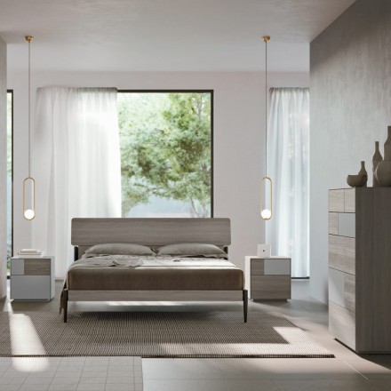 Chambre à coucher moderne avec 4 éléments de style moderne Made in Italy - Lusinda Viadurini