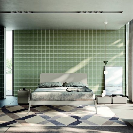 Chambre à coucher moderne à 5 éléments dans un style moderne fabriqué en Italie - Melodia Viadurini