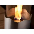 Cheminée au bioéthanol avec table en acier inoxydable et de verre Leon, fabriqué en Italie Viadurini