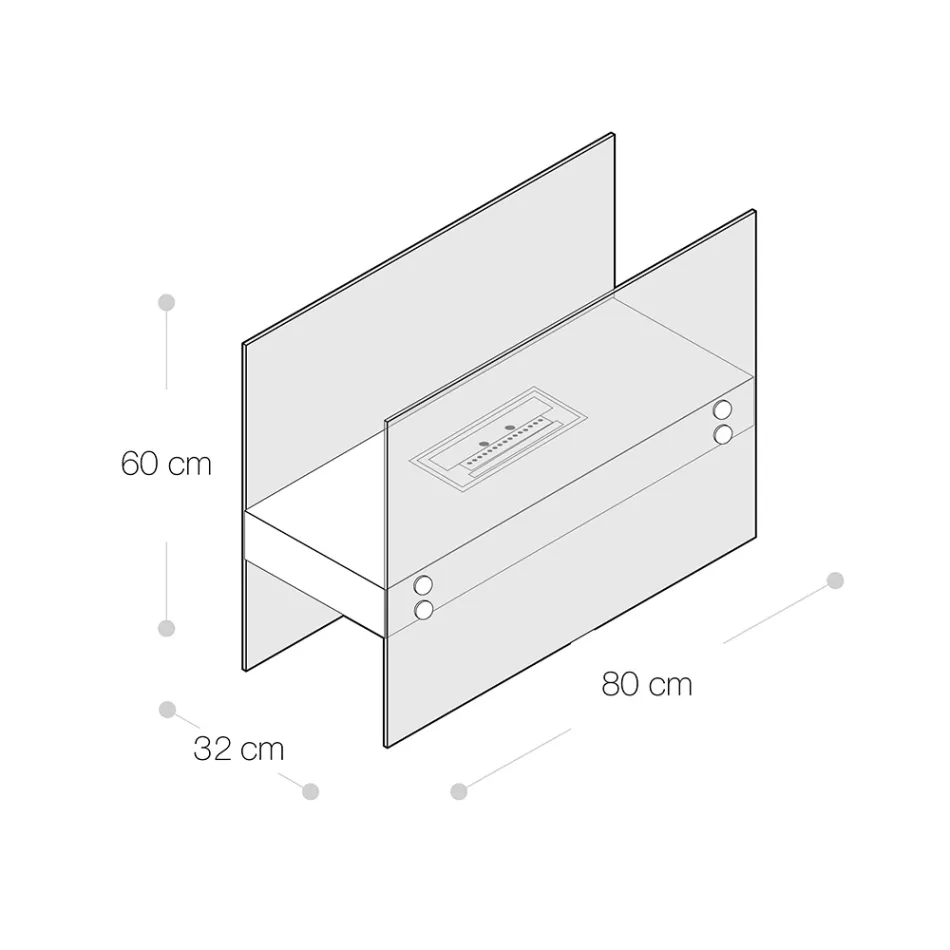 Cheminée de Sol au Bioéthanol en Métal Blanc et Verre Trempé - Timon Viadurini