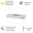 Cheminée de Sol au Bioéthanol en Métal Blanc et Verre Trempé - Timon Viadurini