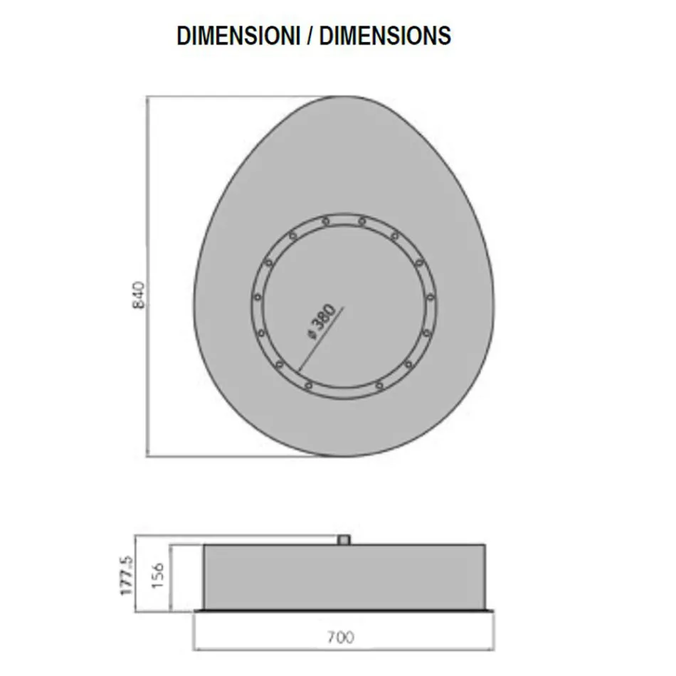 Cheminée murale au bioéthanol en acier peint design ovale - Guiscard Viadurini