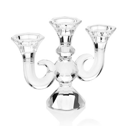 Candélabre en cristal à 3 flammes, design de luxe fabriqué en Italie - Genoveffa Viadurini