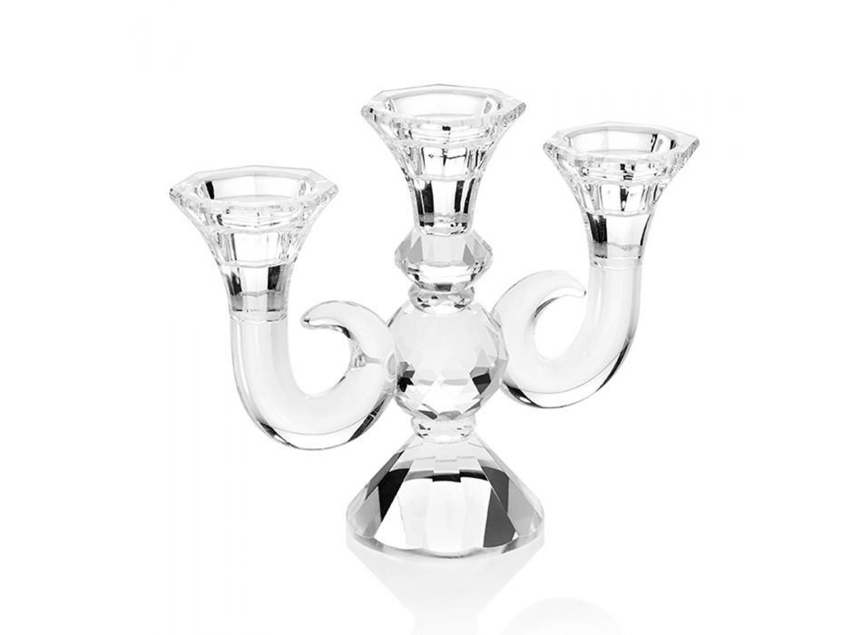 Candélabre en cristal à 3 flammes, design de luxe fabriqué en Italie - Genoveffa Viadurini