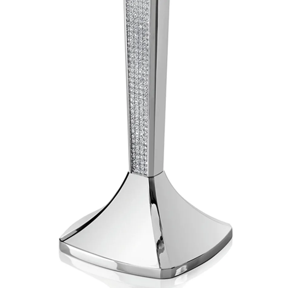 Candélabre Luxe 3 Rangs en Métal Argenté avec Paillettes - Sbrillo Viadurini