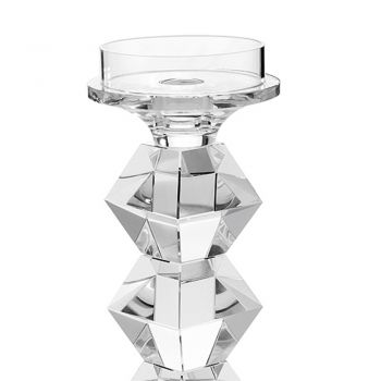 Bougeoir Cristal Luxe Italien Design Géométrique 2 Hauteurs - Renzo