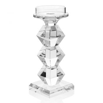 Bougeoir Cristal Luxe Italien Design Géométrique 2 Hauteurs - Renzo