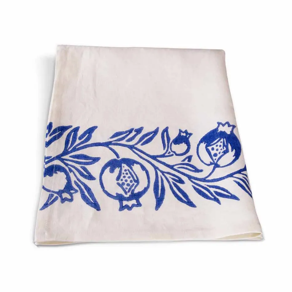 Toile de lin de l'artisanat italien avec motif imprimé à la main - Marques Viadurini