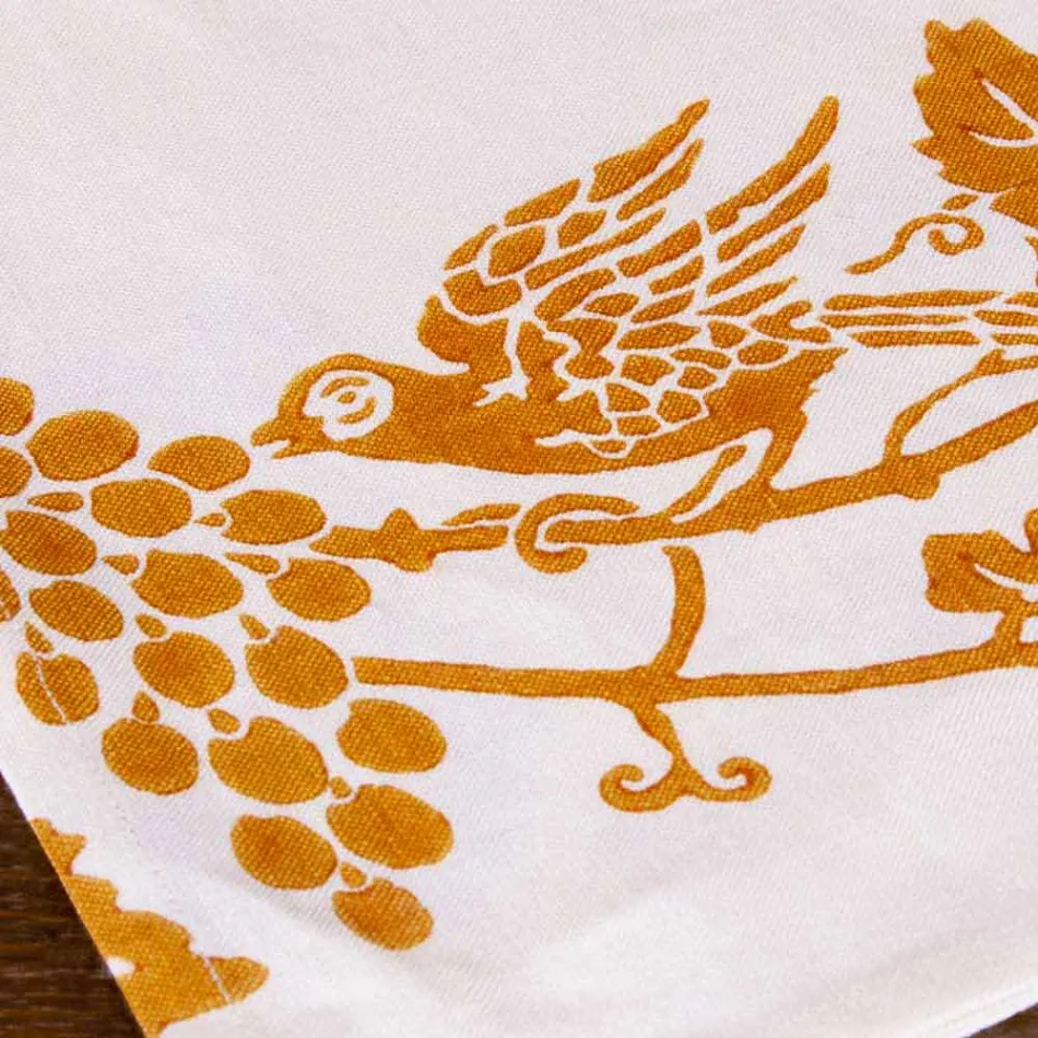 Toile de lin de l'artisanat italien avec motif imprimé à la main - Marques Viadurini