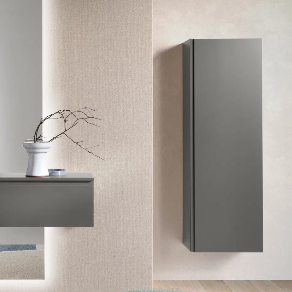 Porte-manteau en mélamine laquée avec porte en MDF et étagère intérieure - Lunis Viadurini
