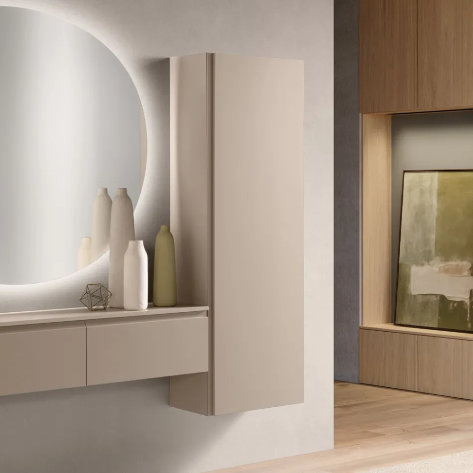 Porte-manteau en mélamine laquée avec porte en MDF et étagère intérieure - Lunis Viadurini