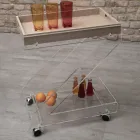 Trolley 2 Etagères en Cristal Acrylique Transparent avec Plateau - Zazza Viadurini