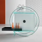 Chariot Bar en Verre Extra Clair avec Roulettes et Plateau Extractible - Pigolo Viadurini