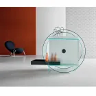 Chariot Bar en Verre Extra Clair avec Roulettes et Plateau Extractible - Pigolo Viadurini