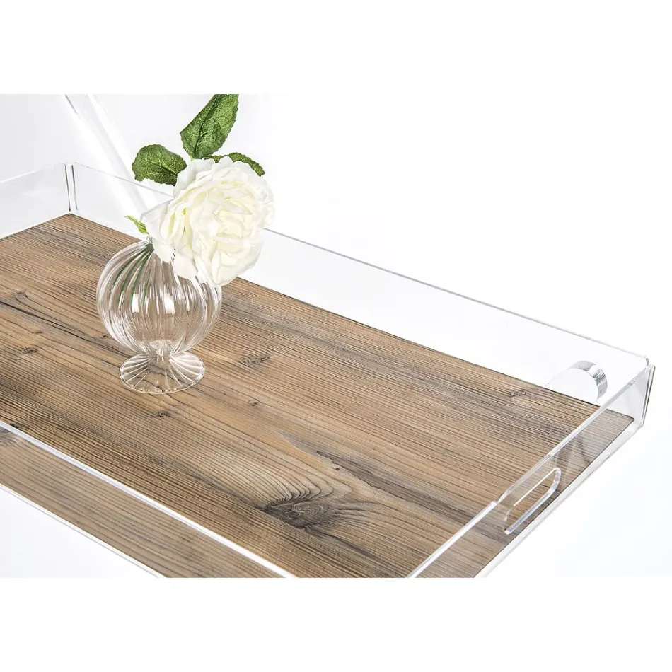 Chariot de Cuisine 4 Roues en Plexiglas Transparent ou avec Bois - Magimbo Viadurini