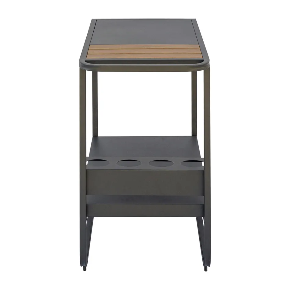 Chariot d'extérieur en aluminium et résine imitation bois avec roulettes - Virel Viadurini