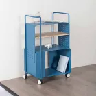 Chariot design en acier avec plateau en frêne Made in Italy - Murella Viadurini