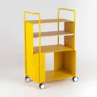 Chariot design en acier avec plateau en frêne Made in Italy - Murella Viadurini