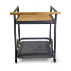 Chariot en aluminium dans différentes finitions avec roues et détails en teck - Tente Viadurini