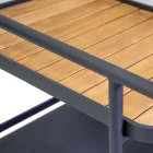 Chariot en aluminium dans différentes finitions avec roues et détails en teck - Tente Viadurini