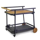 Chariot en aluminium dans différentes finitions avec roues et détails en teck - Tente Viadurini